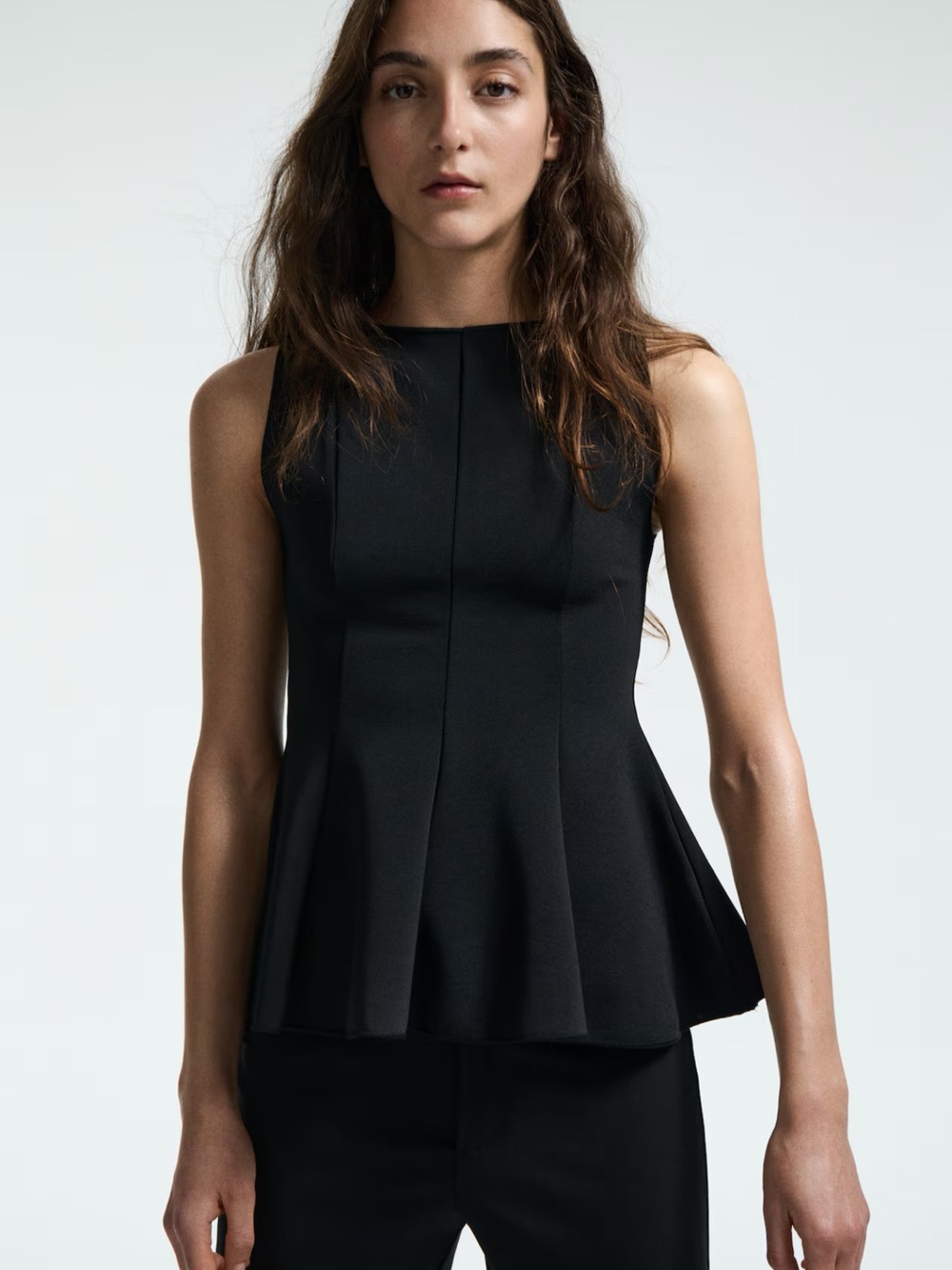 H&M Black Sleeveless Peplum Top